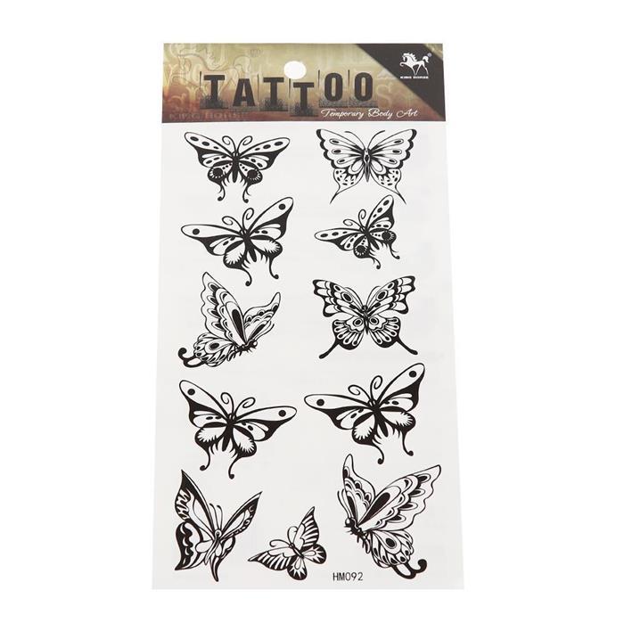 Tattoo schwarz weiß Schmetterlinge verschiedene Designs 11 Stück temporär Klebetattoos