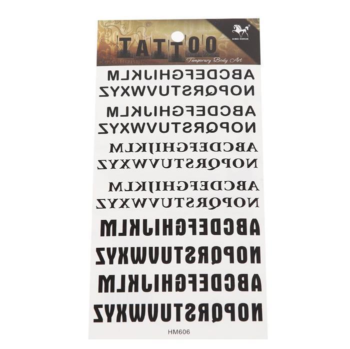 Tattoo schwarz Buchstaben 6 x Alphabet komplett 3 Schriftarten  temporär Klebetattoos