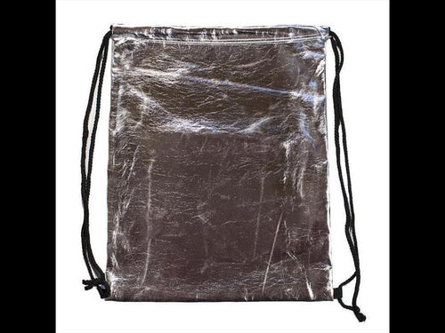 Turnbeutel silbern Glanz Rucksack unifarben verstellbar Kordel 36 x 44 cm - chic - net.de