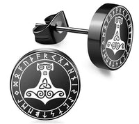 Load image into Gallery viewer, Edelstahl Ohrstecker schwarz 8-10mm Viking Celtic Nordic
