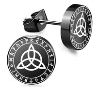 Load image into Gallery viewer, Edelstahl Ohrstecker schwarz 8-10mm Viking Celtic Nordic
