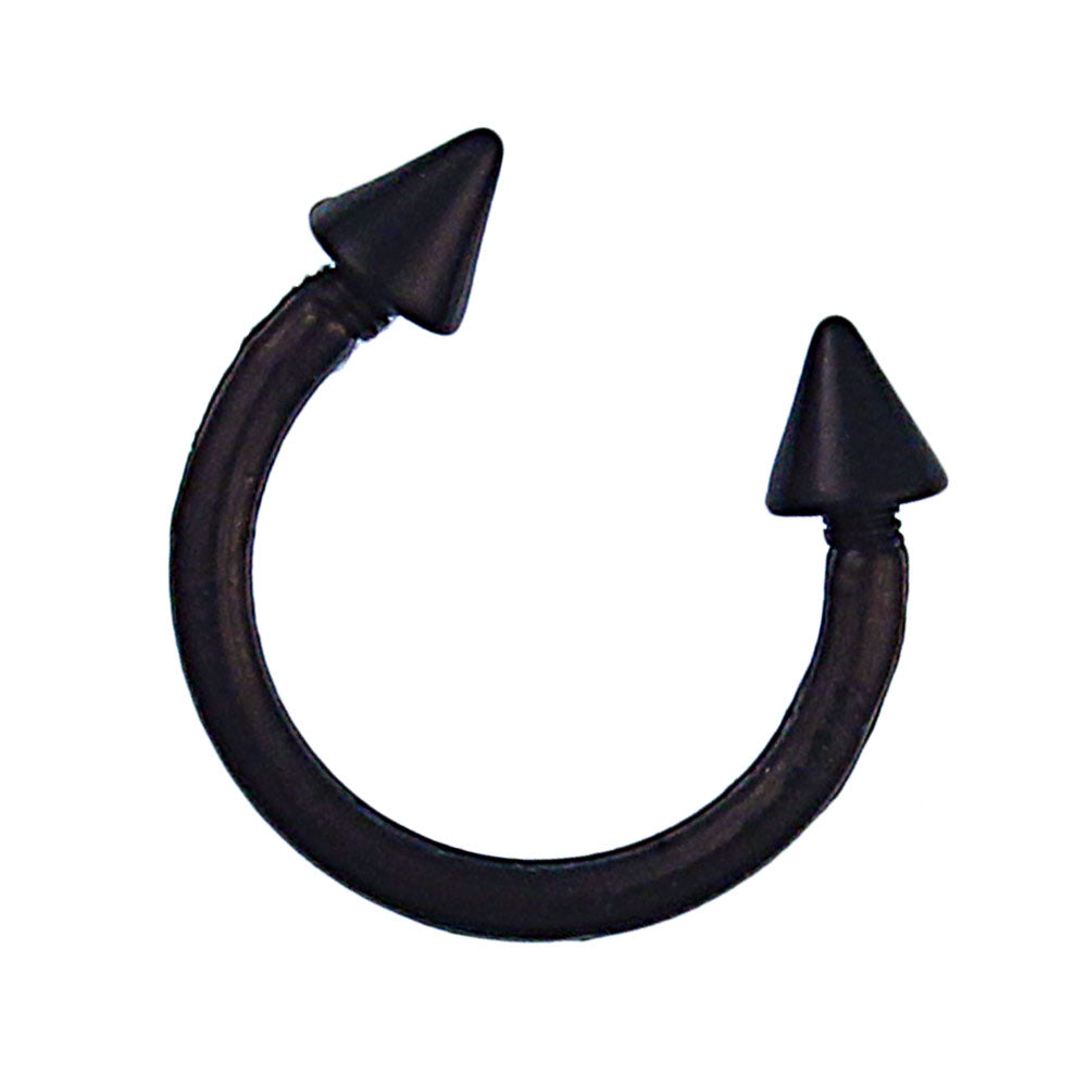 Circular Barbell Piercing mit Cones schwarz aus Kunststoff flexibel Hufeisen