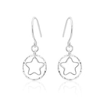 Load image into Gallery viewer, Ohrringe Silberohrringe 925er Sterling Silber Damen Ohrhänger Stern Kreis
