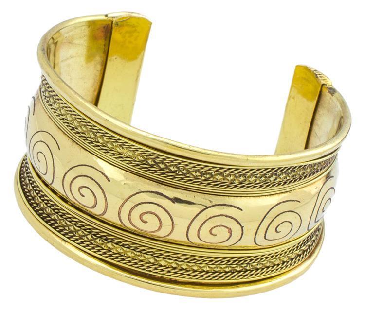 Messing Brass Armreif Spirale Wölbung oxidiert gold nickelfrei antik Seile Tribal Schmuck