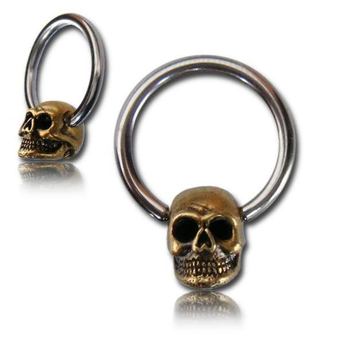 Unisex Septum Piercing Nasenringe silbern golden Totenkopf Messing nickelfrei - chic - net.de