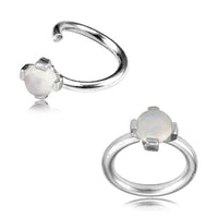 Load image into Gallery viewer, Universal Piercing Ring 925 Silber 1.2mm Mondstein - chic - net.de
