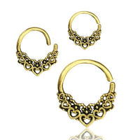 Load image into Gallery viewer, Universal Piercing Ring Brass Herz Bögen Punkte gold - chic - net.de
