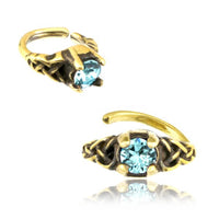 Load image into Gallery viewer, Universal Piercing Ring Brass Knoten celtic aqua Kristall - chic - net.de
