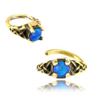 Cargar imagen en el visor de la galería, Universal Piercing Ring Brass Knoten celtic Opal blau - chic - net.de
