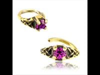 Load image into Gallery viewer, Universal Piercing Ring Brass Knoten celtic pink Kristall - chic - net.de
