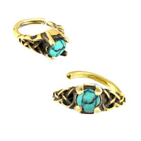Load image into Gallery viewer, Universal Piercing Ring Brass Knoten celtic Türkis - chic - net.de
