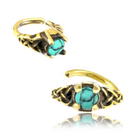 Load image into Gallery viewer, Universal Piercing Ring Brass Knoten celtic Türkis - chic - net.de

