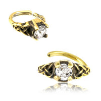 Load image into Gallery viewer, Universal Piercing Ring Brass Knoten celtic weiß Kristall - chic - net.de
