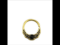 Load image into Gallery viewer, Universal Piercing Ring Brass Onyx Stein Knoten celtic - chic - net.de
