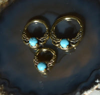 Load image into Gallery viewer, Universal Piercing Ring Brass Türkis Stein Knoten celtic - chic - net.de
