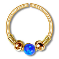 Load image into Gallery viewer, Universal Piercing Ring Edelstahl Opal Stein 0.8mm - chic - net.de
