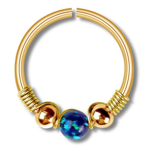 Universal Piercing Ring Edelstahl Opal Stein 0.8mm - chic - net.de