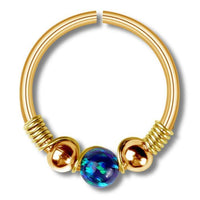 Load image into Gallery viewer, Universal Piercing Ring Edelstahl Opal Stein 0.8mm - chic - net.de
