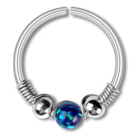 Load image into Gallery viewer, Universal Piercing Ring Edelstahl Opal Stein 0.8mm - chic - net.de
