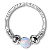 Load image into Gallery viewer, Universal Piercing Ring Edelstahl Opal Stein 0.8mm - chic - net.de
