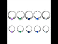 Load image into Gallery viewer, Universal Piercing Ring Edelstahl Opal Stein 0.8mm - chic - net.de
