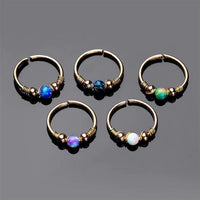 Load image into Gallery viewer, Universal Piercing Ring Edelstahl Opal Stein 0.8mm - chic - net.de
