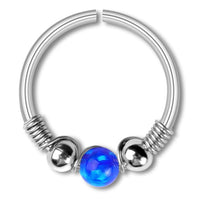 Load image into Gallery viewer, Universal Piercing Ring Edelstahl Opal Stein 0.8mm - chic - net.de
