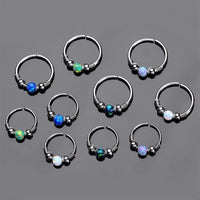 Load image into Gallery viewer, Universal Piercing Ring Edelstahl Opal Stein 0.8mm - chic - net.de
