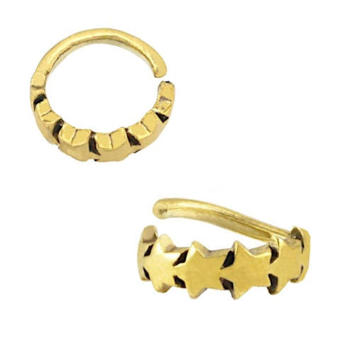 Universal Piercing Ring Messing gold Sterne - chic - net.de