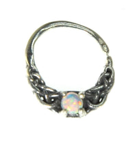 Load image into Gallery viewer, Universal Piercing Ring Silber Opal weiß Knoten celtic - chic - net.de
