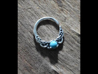 Load image into Gallery viewer, Universal Piercing Ring Silber Türkis Stein Knoten celtic - chic - net.de
