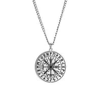 Load image into Gallery viewer, Halskette Edelstahl Vegvisir Runenrand Karabiner
