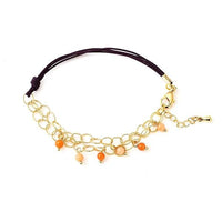 Load image into Gallery viewer, vergoldet Kupfer Armband 18 karat lila orange Stein Kordel filigran nickelfrei Karabiner verstellbar - chic - net.de
