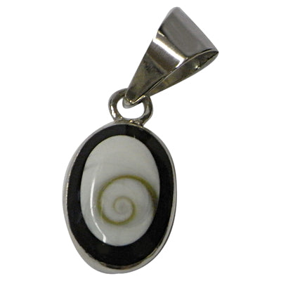 Shivaauge Silberanhänger oval schwarz 15 mm Anhänger 925er Sterling Silber Shiva Auge Eye Schmuck