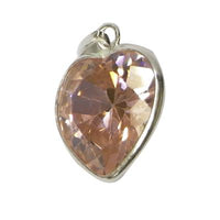 Load image into Gallery viewer, Zirkonia rosa pink Herz Anhänger facettiert 925er Sterling Silber Fassung Rückseite offen 12 mm
