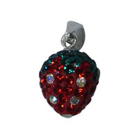 Load image into Gallery viewer, Glitzerkugel Erdbeere ca. 10mm Ø Damen Anhänger Kristalle rot Fassung 925er Sterlingsilber
