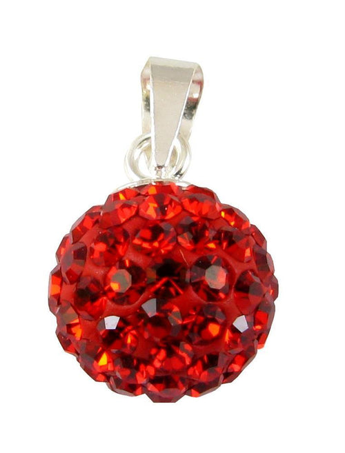 Glitzerkugel Light Siam rot 8 mm Kristall Silberanhänger Anhänger 925er Silber Damen Glitzer Schmuck