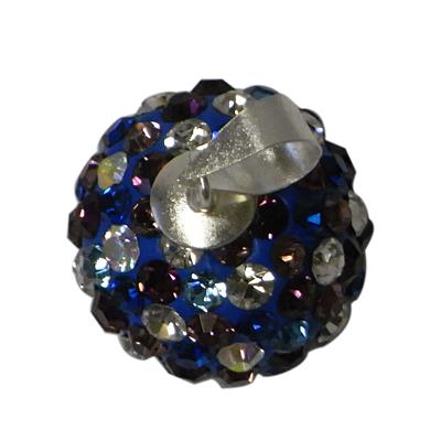 Glitzerkugel blau bunt Damen Anhänger Kristallkugel ca. 18mm Ø Fassung 925er Sterlingsilber