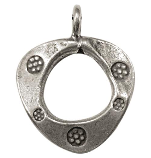 Dreieckiger Silberanhänger Loch Blumen dunkel oxidiert Unisex Anhänger 925er Sterling Silber