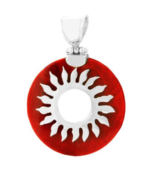 Load image into Gallery viewer, Korallenanhänger 3 cm Ø Silberanhänger Anhänger Koralle 925er Sterling Silber Damen Schmuck rund Sonne
