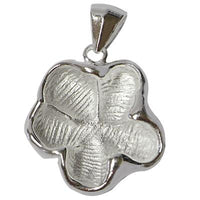 Cargar imagen en el visor de la galería, Silberanhänger Blume innen weiß oxidiert Rand glänzend gewölbt Rillen Anhänger 925er Sterling Silber
