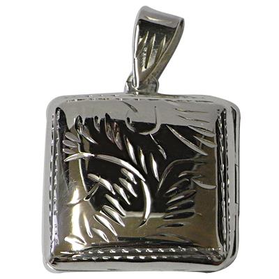 Silberanhänger Quadrat Medaillon Striche Muster 925er Sterling Silber Anhänger Kette Damen