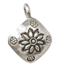Load image into Gallery viewer, Silberanhänger Karo gewölbt Blume Anhänger 925er Sterling Silber Damen Kette
