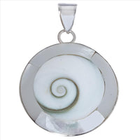 Cargar imagen en el visor de la galería, Shivaauge Perlmutt Rand 25-30 mm Silberanhänger Anhänger 925er Silber Shiva Auge Eye Damen
