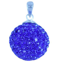 Load image into Gallery viewer, Glitzerkugel safir blau 14 mm Kristall Silberanhänger Anhänger 925er Silber Damen Glitzer Schmuck

