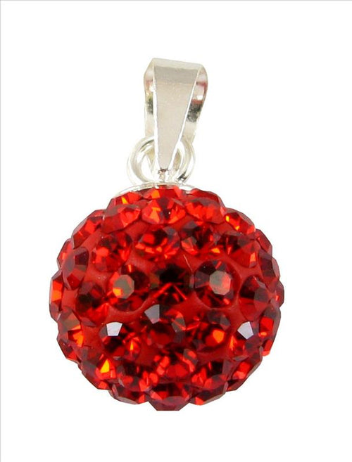 Glitzerkugel Light Siam rot 10 mm Kristall Silberanhänger Anhänger 925 Silber Damen Glitzer Schmuck