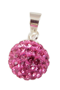 Cargar imagen en el visor de la galería, Glitzerkugel rosa 12 mm Kristall Silberanhänger Anhänger 925er Silber Damen Glitzer Schmuck
