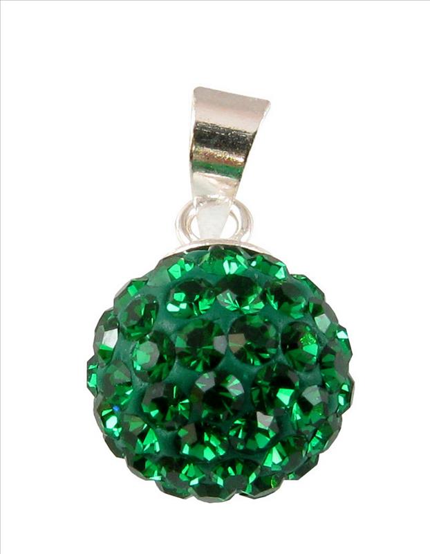 Glitzerkugel Emerald dunkel grün 12 mm Kristall Silberanhänger Anhänger 925er Silber Damen Glitzer