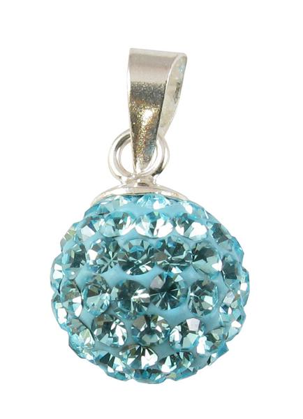 Glitzerkugel hell blau 12 mm Kristall Silberanhänger Anhänger 925er Silber Damen Glitzer Schmuck