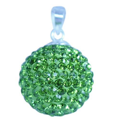 Glitzerkugel Peridot hell grün 14 mm Kristall Silberanhänger Anhänger 925er Silber Damen Glitzer
